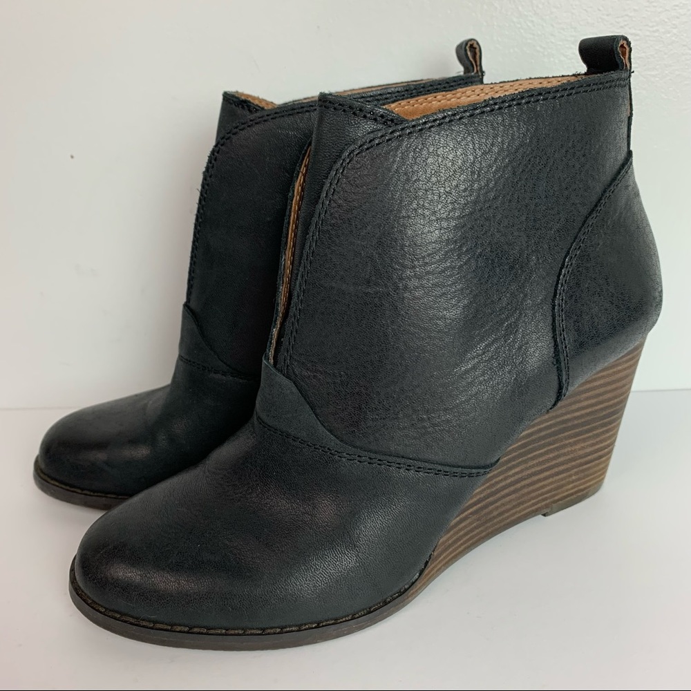Lucky Brand Wooden Wedge Ankle Boots